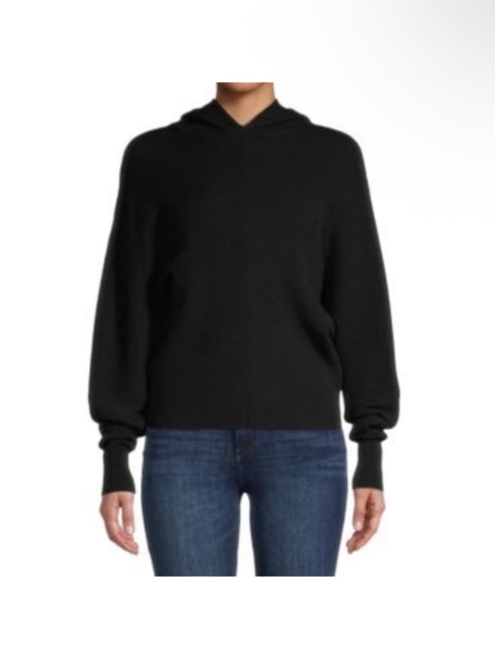 For The Republic Dolman Sleeve Ribbed Hoodie Women’s Medium Black